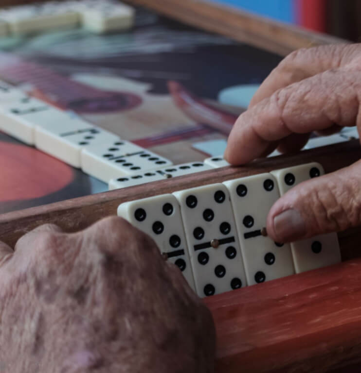 Bene Casa Double 6 White Domino Set in Wooden Storage Box
