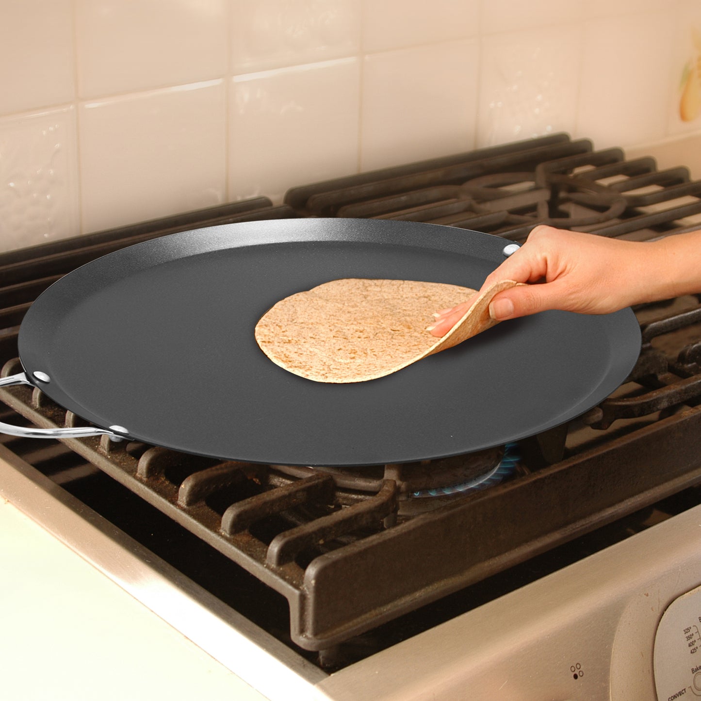 Bene Casa 9/14/17" Round Steel Comal Pans with Loop Handles