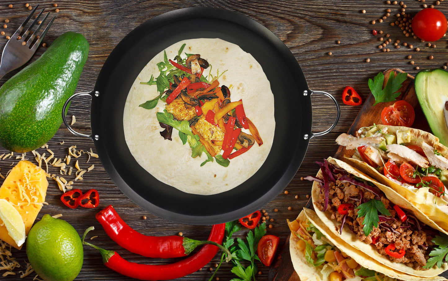 Bene Casa 9/14/17" Round Steel Comal Pans with Loop Handles