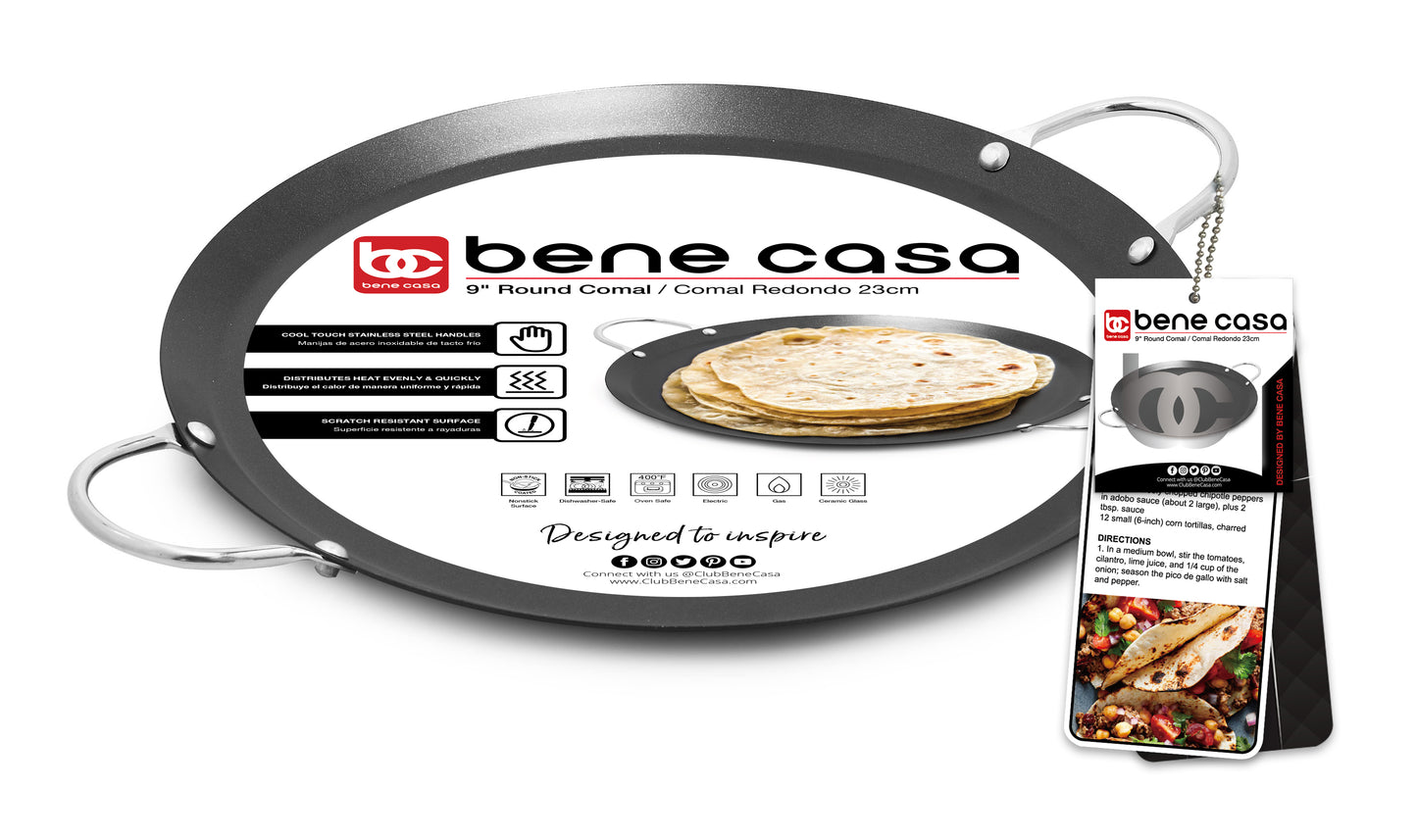 Bene Casa 9/14/17" Round Steel Comal Pans with Loop Handles