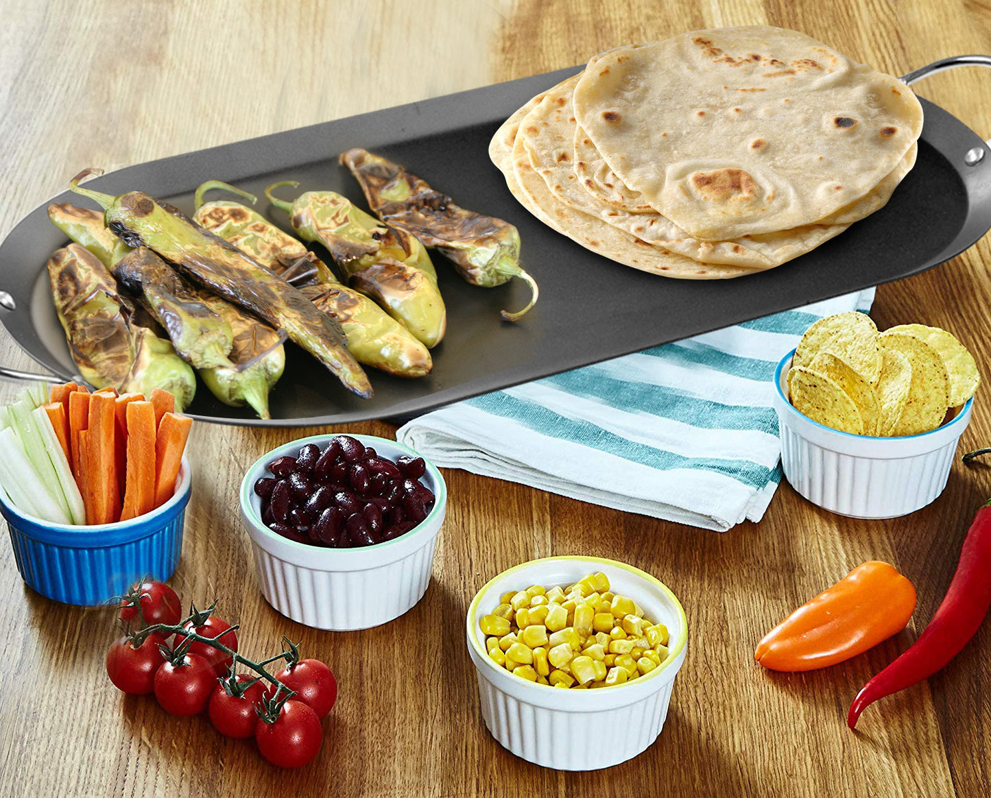 Bene Casa 9/14/17" Round Steel Comal Pans with Loop Handles