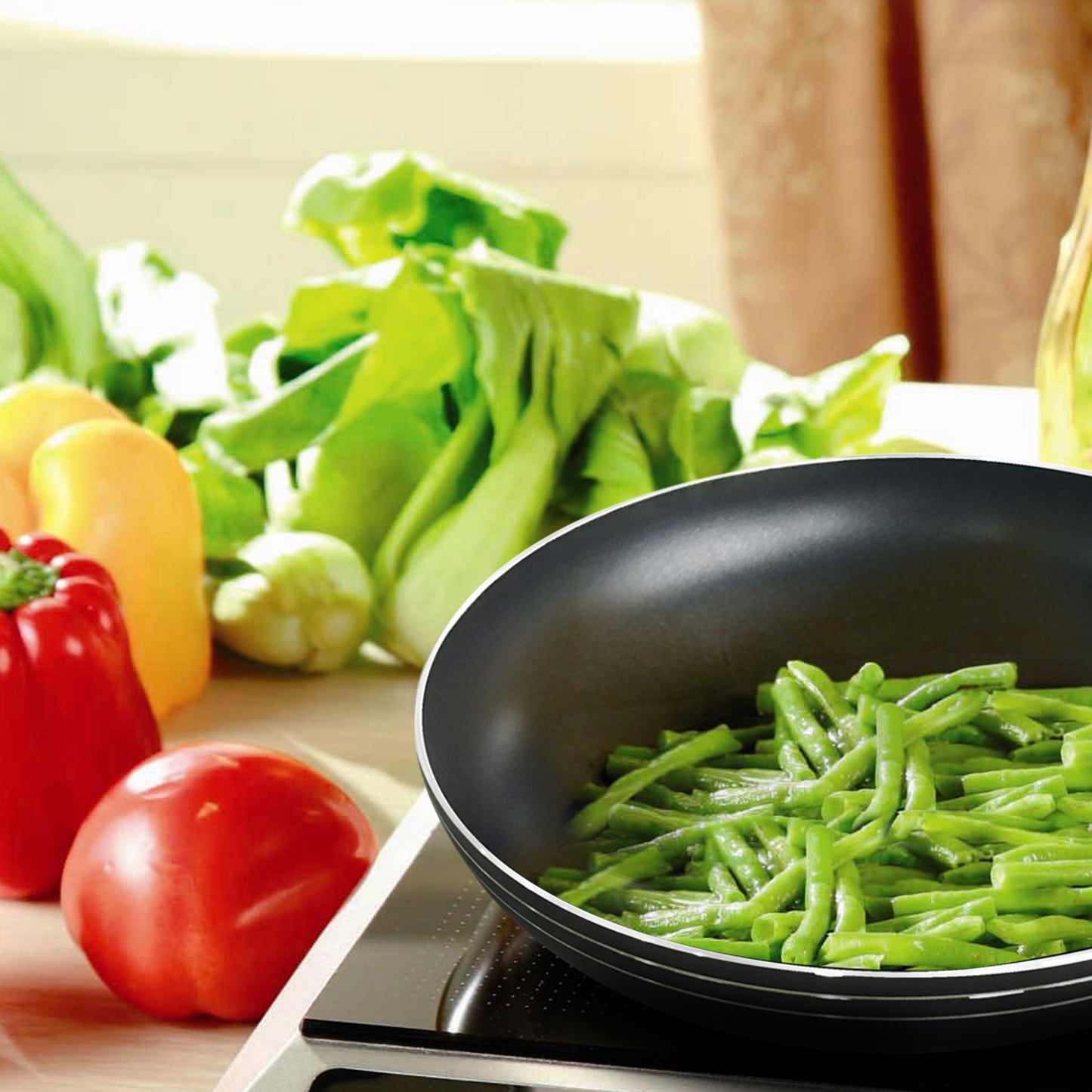 Bene Casa Aluminum Nonstick Frying  Pan, Heat Resistant Handles, Dishwasher Safe