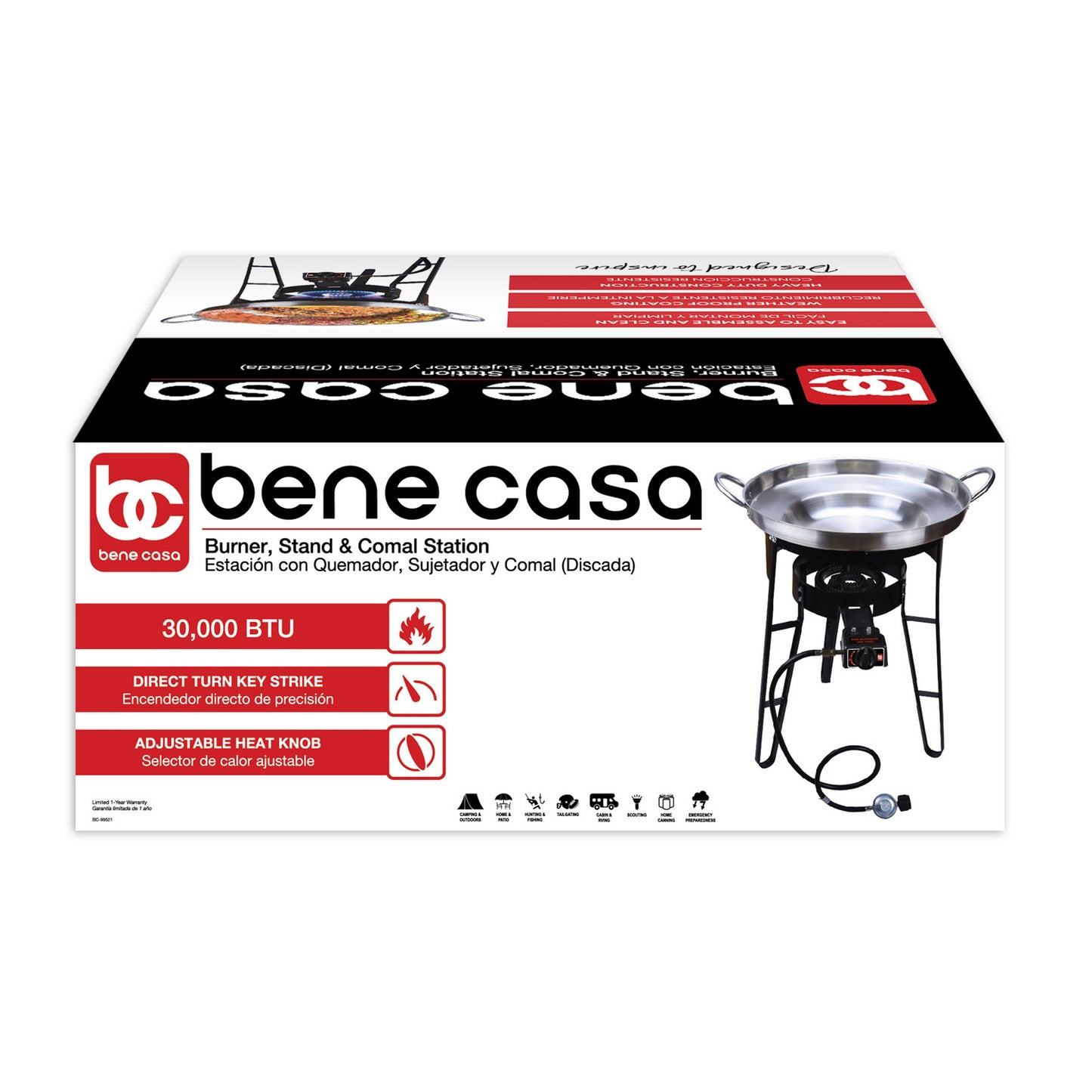 Bene Casa Cast-Iron Propane Burner With Stand & Comal Set (Party Size)