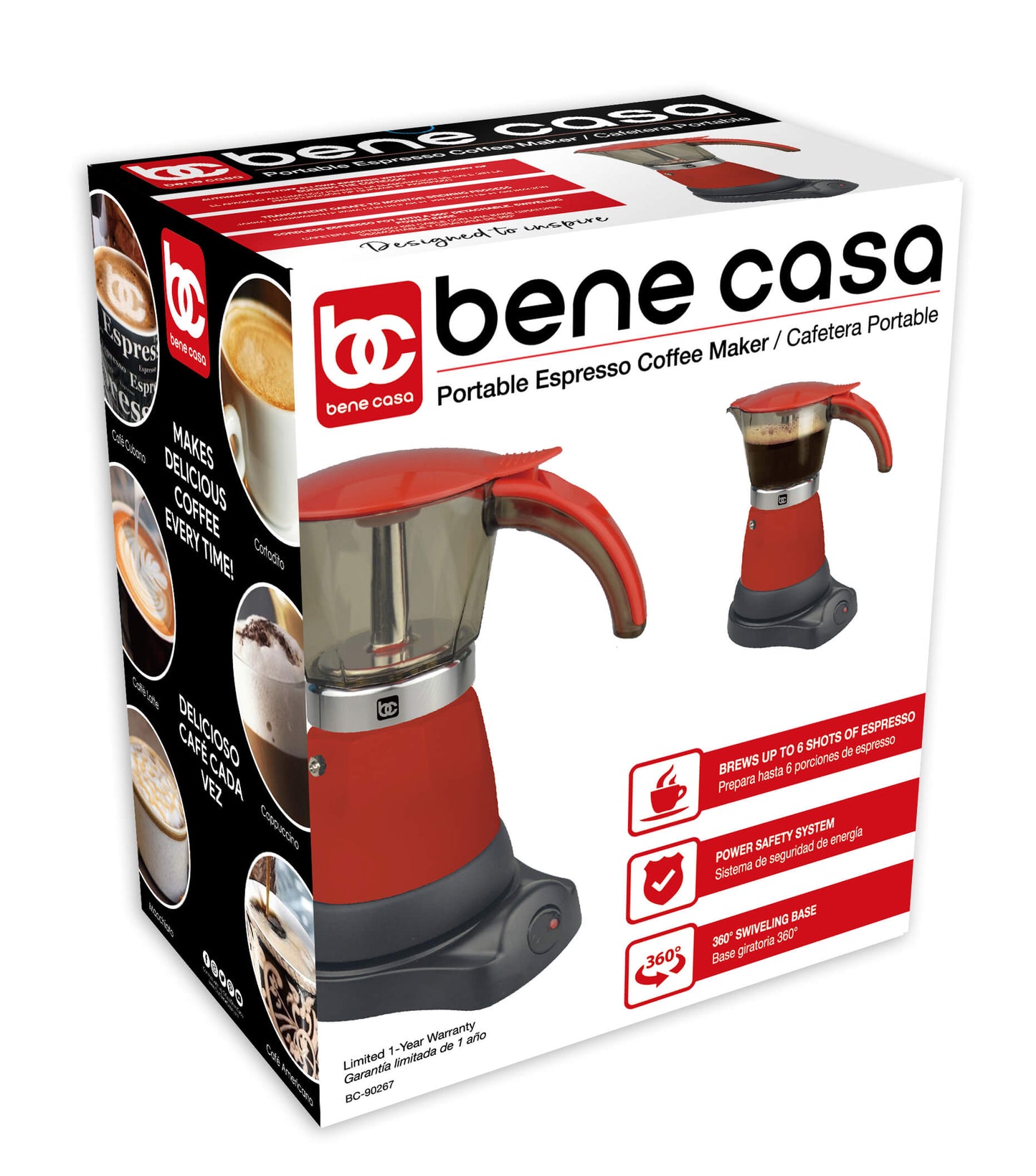 
                  
                    Bene Casa Silver Electric Espresso Maker/Cafetera, 3-6 cups/shots
                  
                