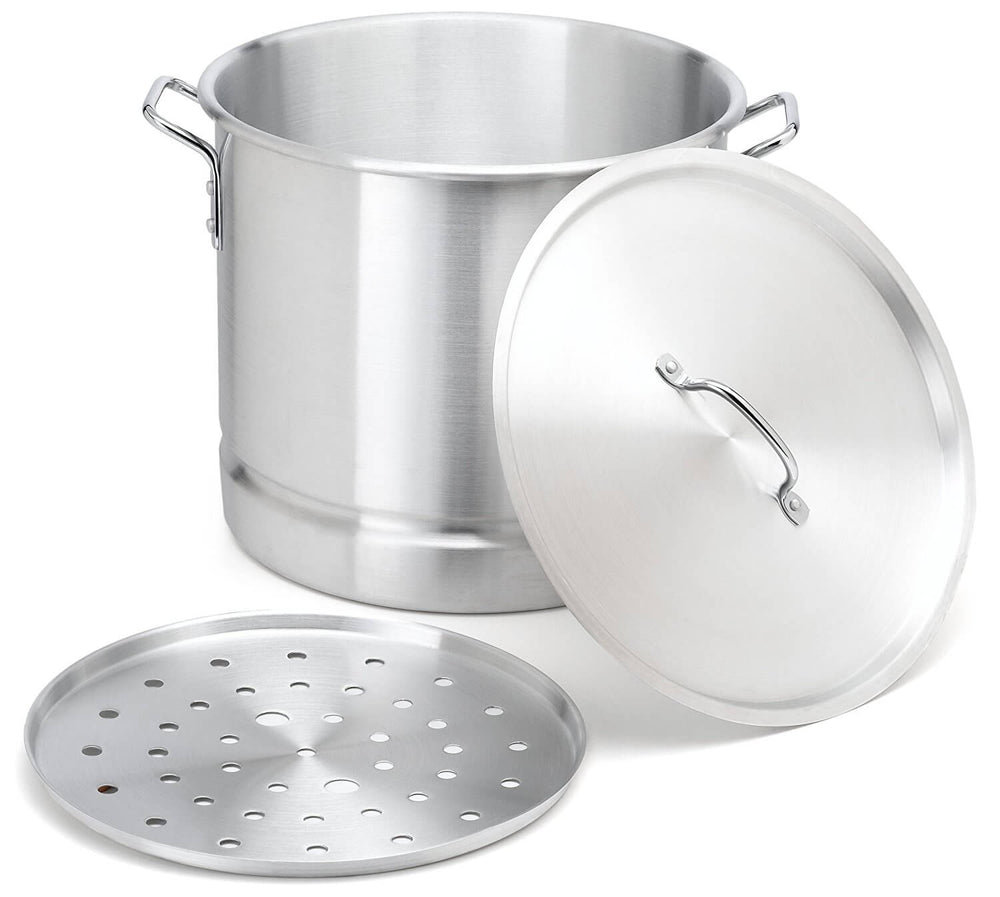 Bene Casa Aluminum Stock Pot with Steamer Rack and Lid