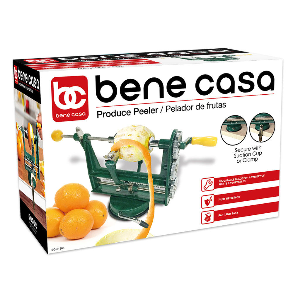 
                  
                    Bene Casa manual crank produce peeler, stainless-steel blade, suction cup base
                  
                