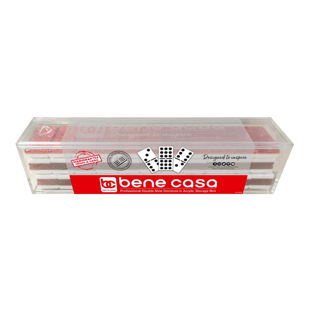 Bene Casa Professional Double Nine Dominoes in Acrylic Storage Box