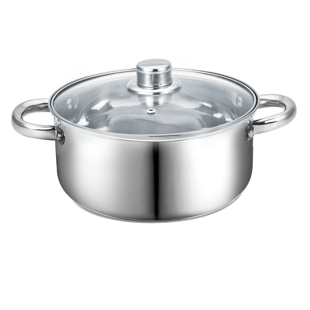 Bene Casa Stainless-Steel Dutch Oven w/ Glass Lid - (2 sizes)