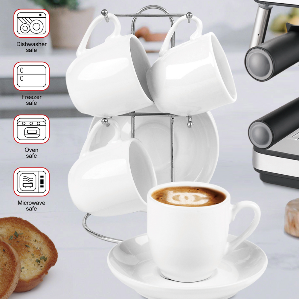 
                  
                    Bene Casa 9-Piece Espresso Demitasse Cup and Saucer Set with Stand (3 colors)
                  
                