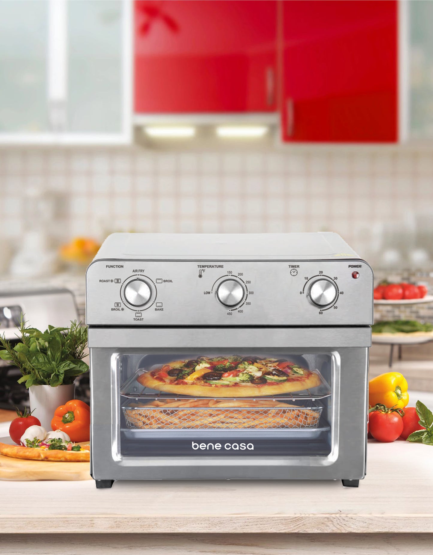 
                  
                    Bene Casa 22L Air Fryer Toaster Oven, Stainless Steel, 1500W
                  
                