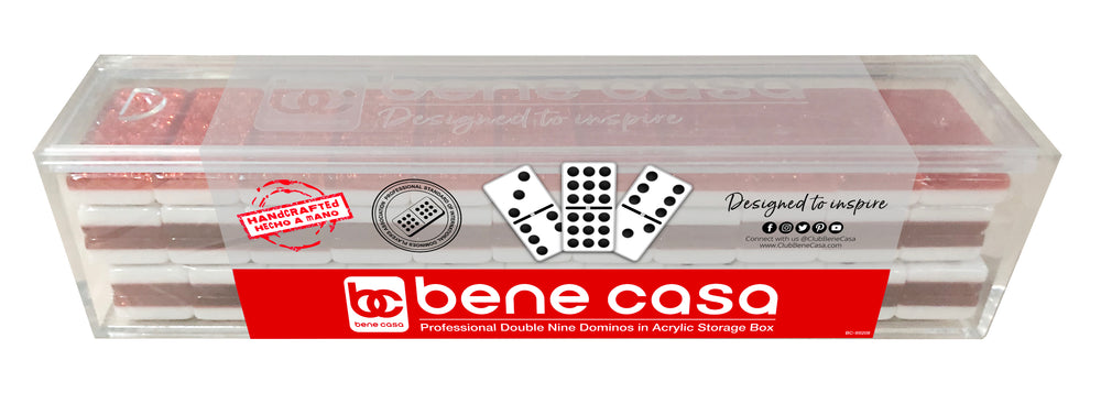 Bene Casa Professional Double Nine Dominoes in Acrylic Storage Box