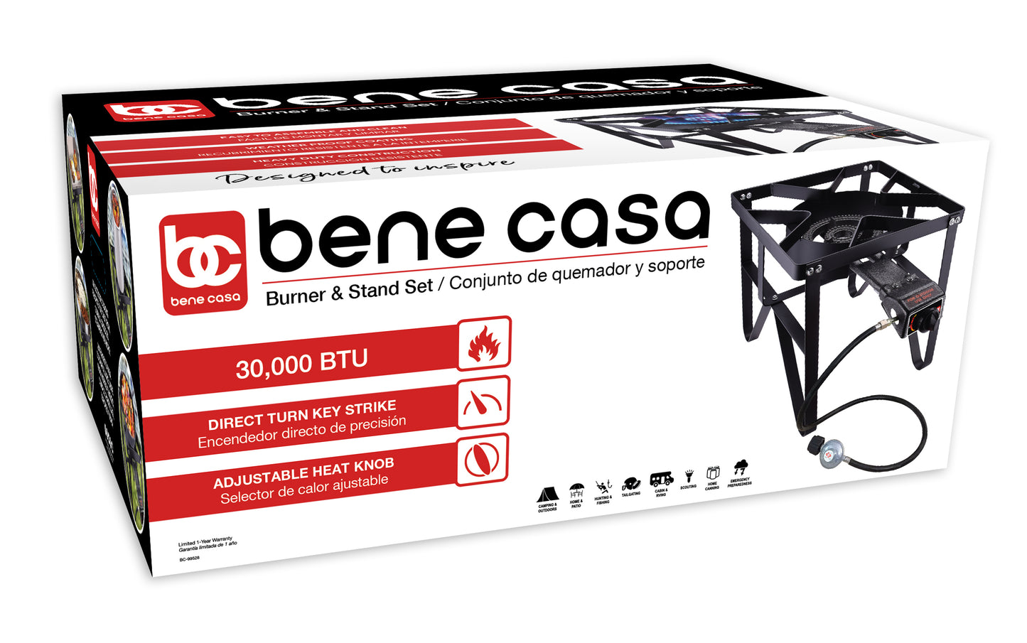 
                  
                    Bene Casa Single Square Burner & Stand; 30,000 BTU Portable Outdoor Stove
                  
                